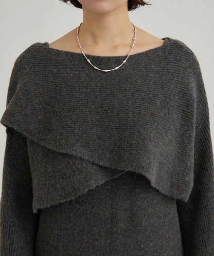 交叉針織連衣裙