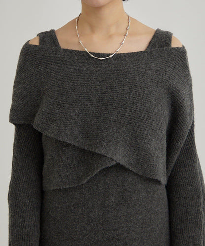 交叉針織連衣裙