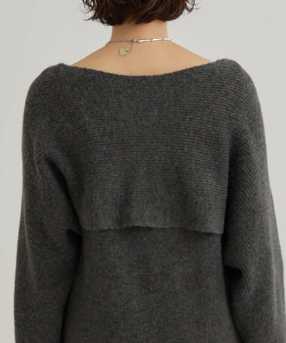 交叉針織連衣裙