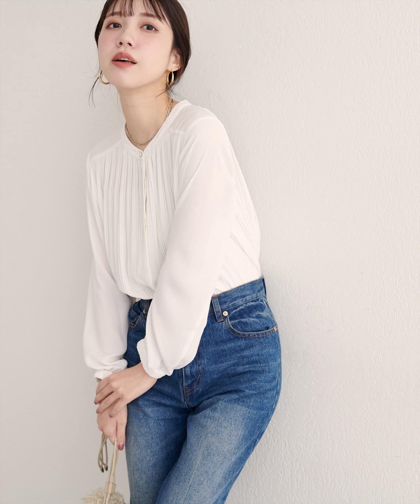 前後兩穿百褶襯衫