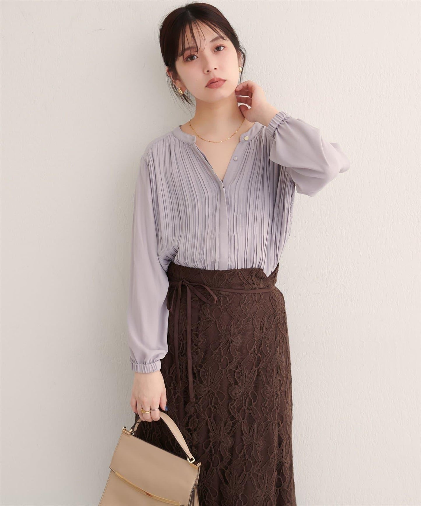 前後兩穿百褶襯衫