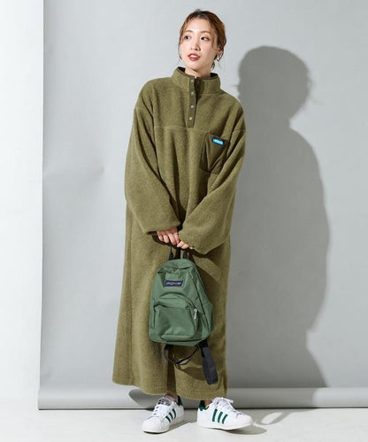 羊羔絨紐扣連衣裙【限定展開】