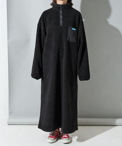 羊羔絨紐扣連衣裙【限定展開】