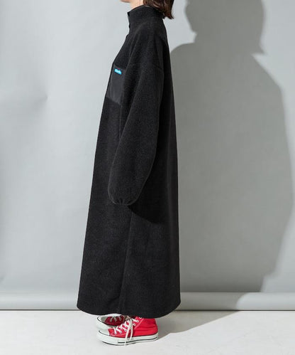 羊羔絨紐扣連衣裙【限定展開】