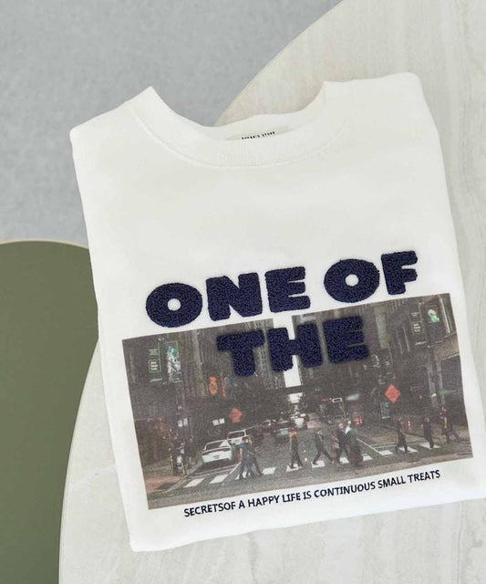 照片印花 × 縮絨刺繡 裡毛衛衣套頭衫