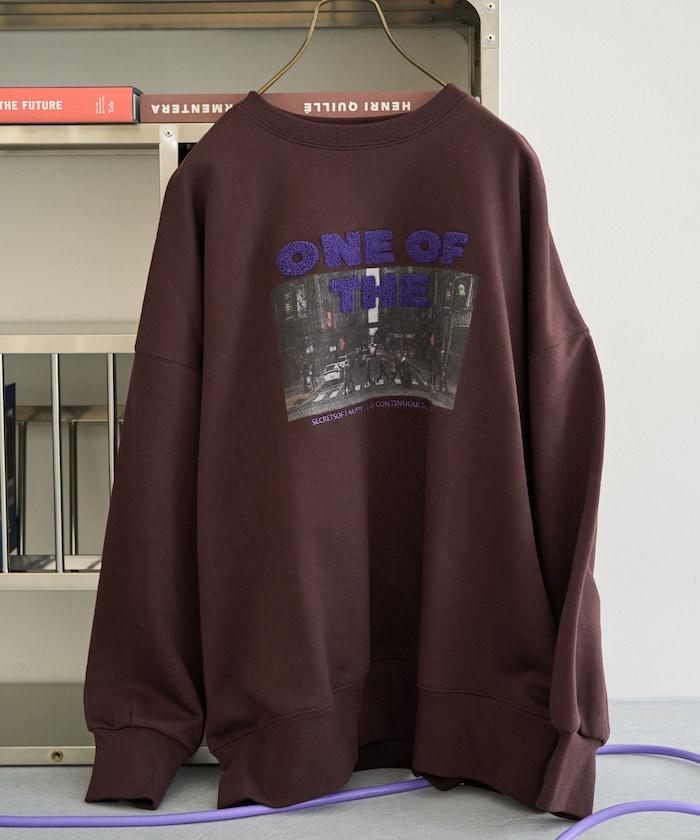 照片印花 × 縮絨刺繡 裡毛衛衣套頭衫