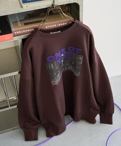 照片印花 × 縮絨刺繡 裡毛衛衣套頭衫