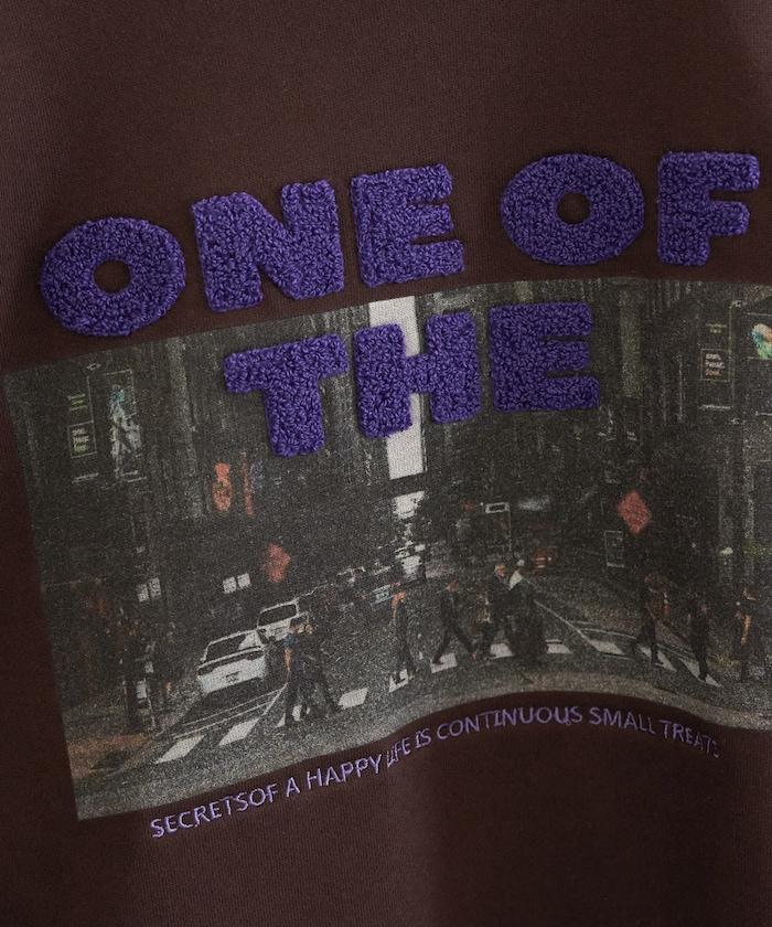 照片印花 × 縮絨刺繡 裡毛衛衣套頭衫