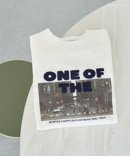 照片印花 × 縮絨刺繡 裡毛衛衣套頭衫