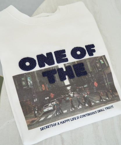 照片印花 × 縮絨刺繡 裡毛衛衣套頭衫