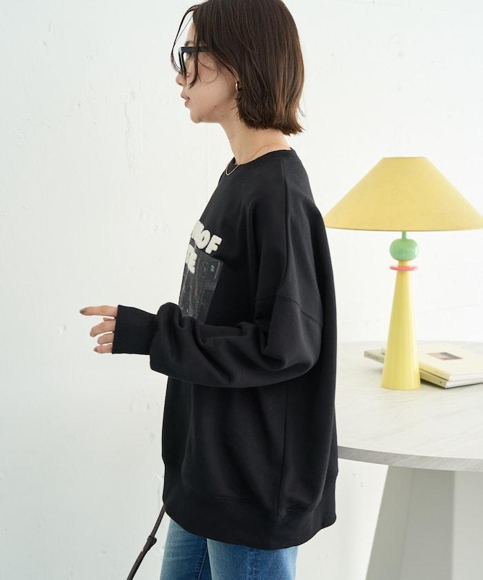 照片印花 × 縮絨刺繡 裡毛衛衣套頭衫