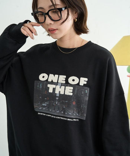 照片印花 × 縮絨刺繡 裡毛衛衣套頭衫