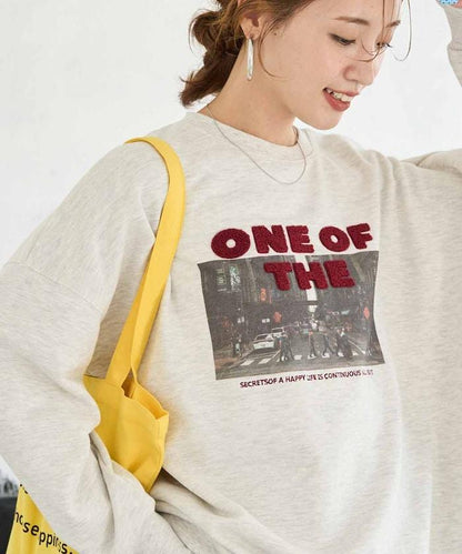 照片印花 × 縮絨刺繡 裡毛衛衣套頭衫