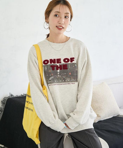 照片印花 × 縮絨刺繡 裡毛衛衣套頭衫