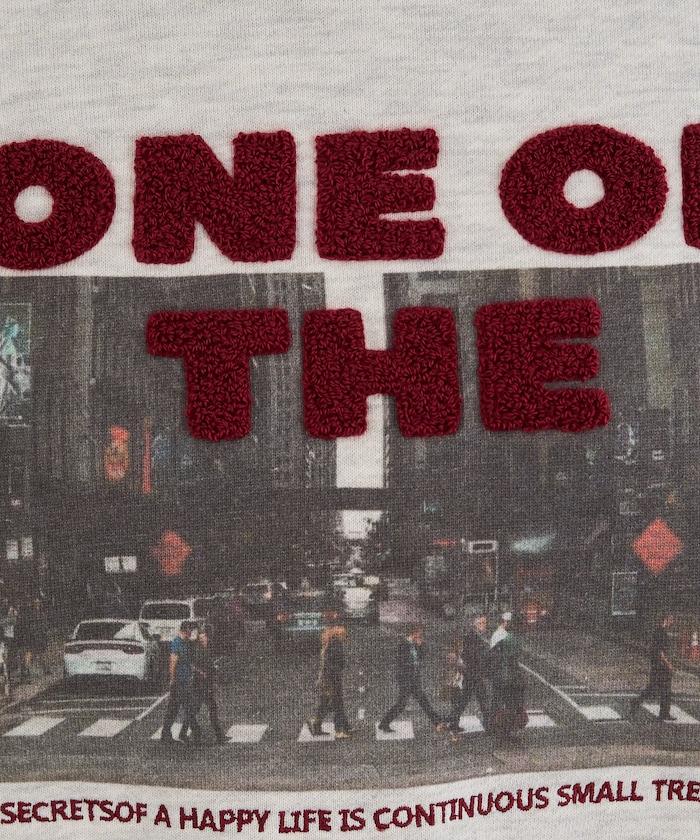 照片印花 × 縮絨刺繡 裡毛衛衣套頭衫