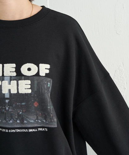 照片印花 × 縮絨刺繡 裡毛衛衣套頭衫