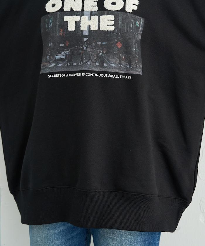 照片印花 × 縮絨刺繡 裡毛衛衣套頭衫