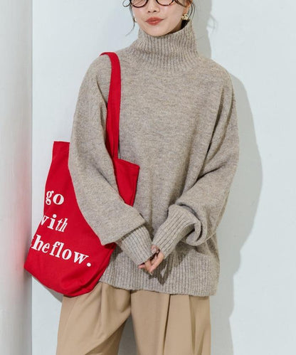 羅紋高領針織套頭衫