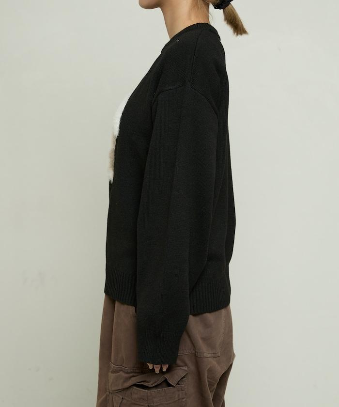 羽毛狗狗提花針織套頭衫