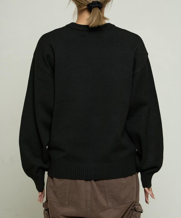 羽毛狗狗提花針織套頭衫