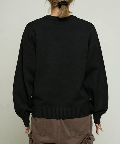 羽毛狗狗提花針織套頭衫