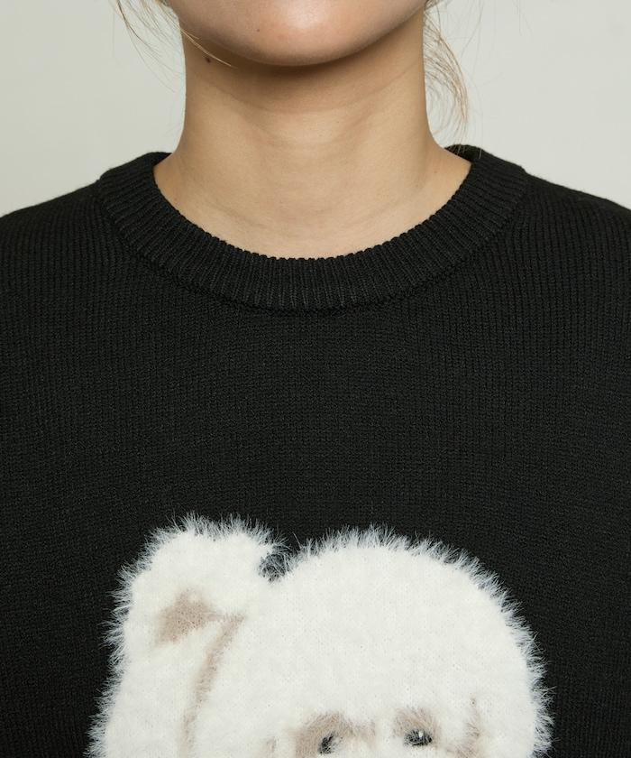 羽毛狗狗提花針織套頭衫