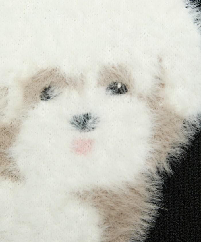 羽毛狗狗提花針織套頭衫