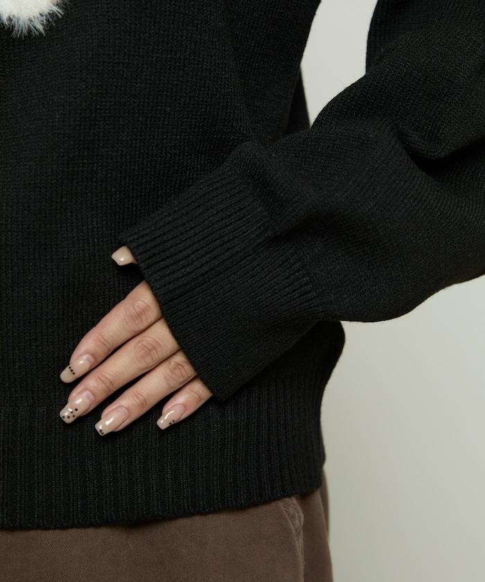 羽毛狗狗提花針織套頭衫