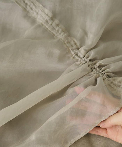 歐根紗疊層抽繩褶皺套頭衫