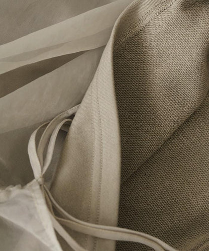 歐根紗疊層抽繩褶皺套頭衫