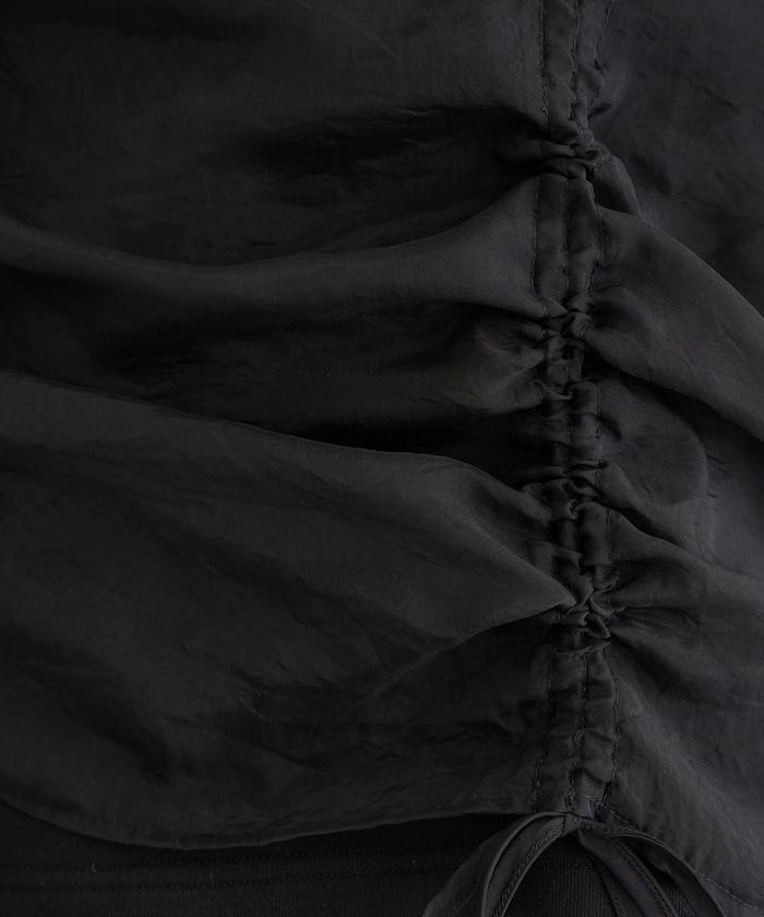 歐根紗疊層抽繩褶皺套頭衫