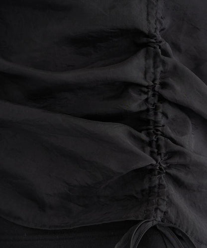 歐根紗疊層抽繩褶皺套頭衫