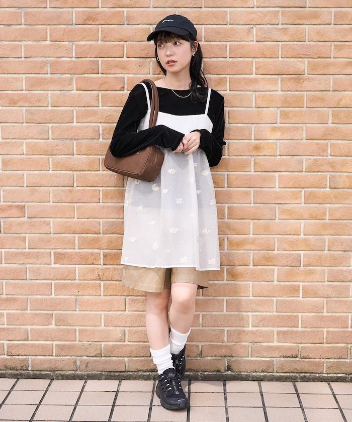 透視提花吊帶迷你連衣裙