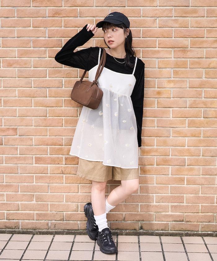 透視提花吊帶迷你連衣裙