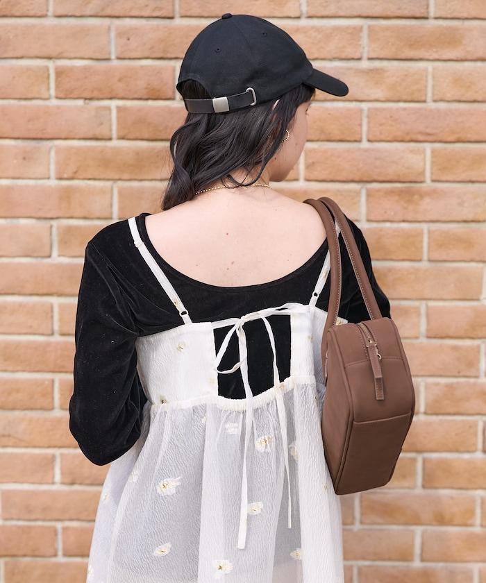 透視提花吊帶迷你連衣裙