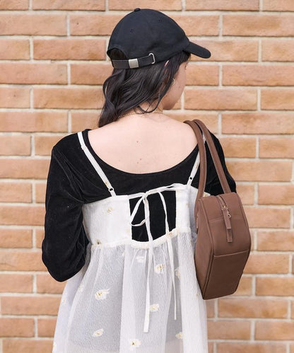 透視提花吊帶迷你連衣裙