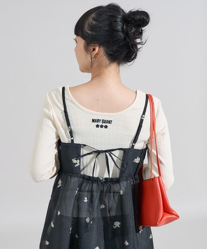 透視提花吊帶迷你連衣裙