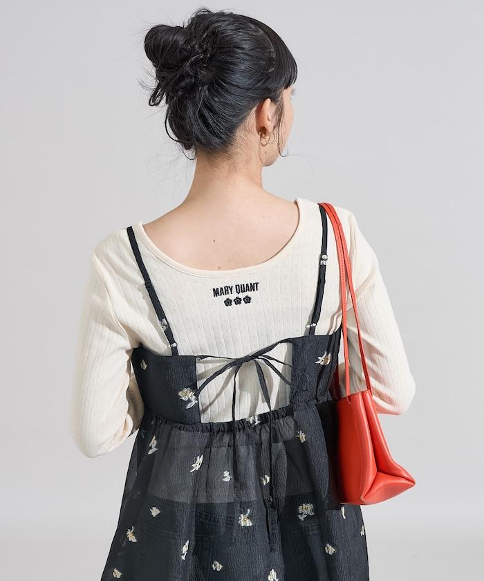 透視提花吊帶迷你連衣裙