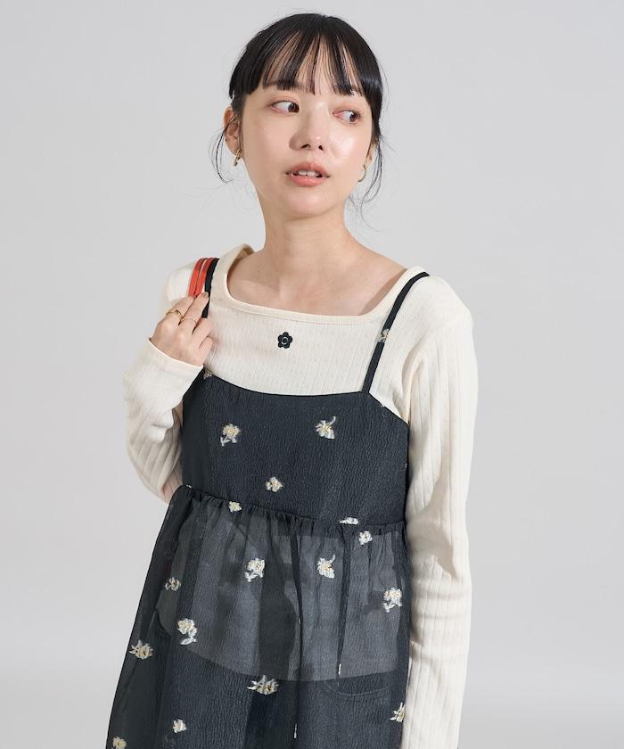 透視提花吊帶迷你連衣裙