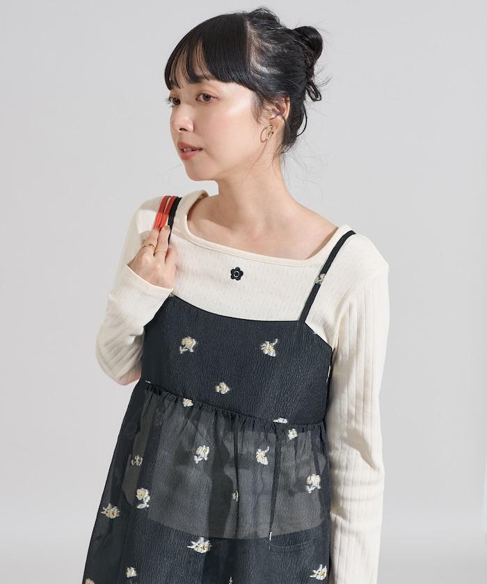 透視提花吊帶迷你連衣裙