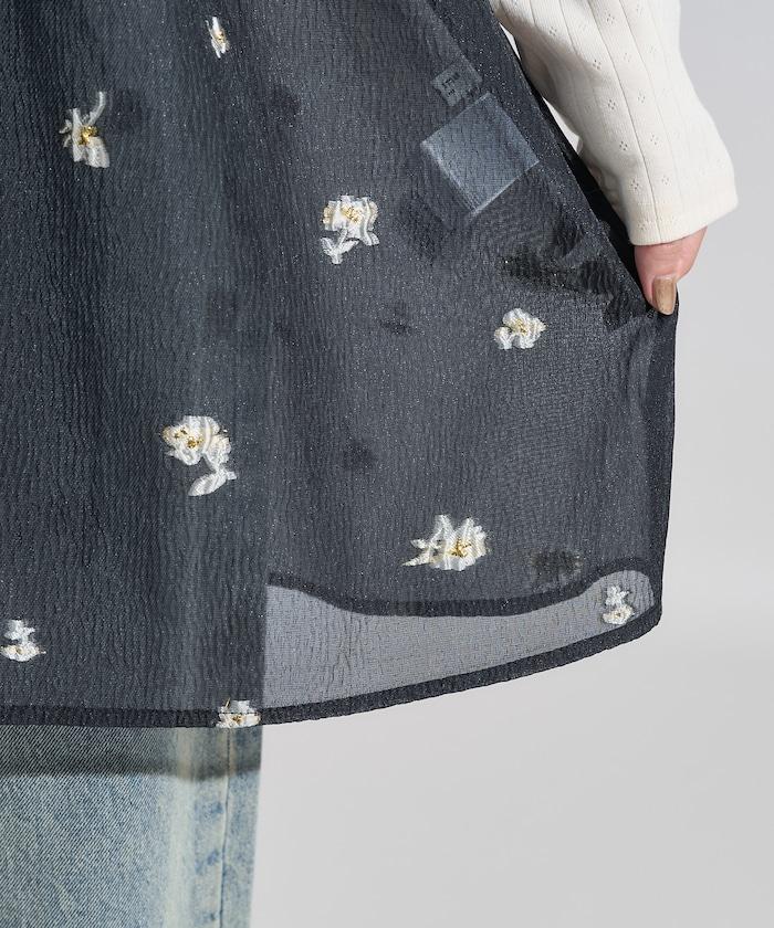 透視提花吊帶迷你連衣裙