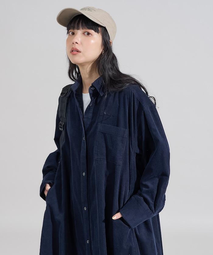 燈芯絨襯衫連衣裙