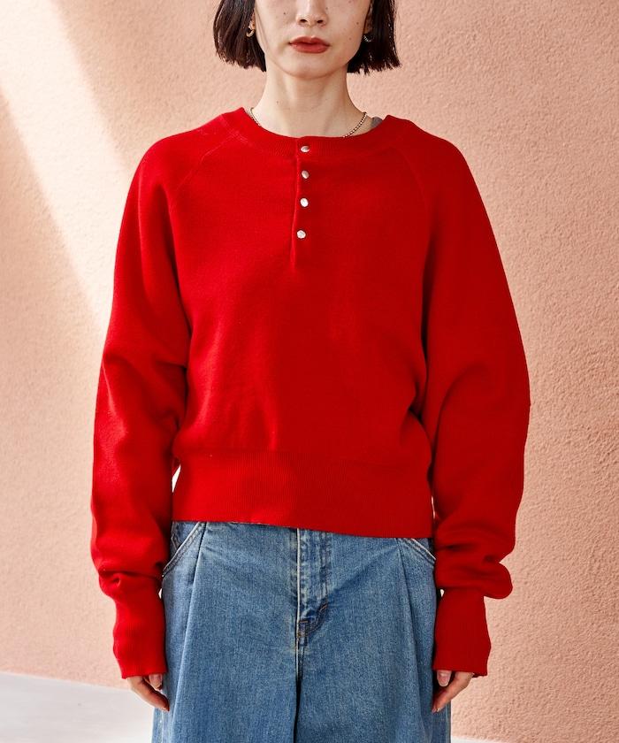 短款按扣亨利領針織衫