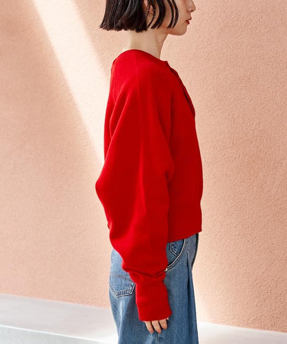 短款按扣亨利領針織衫