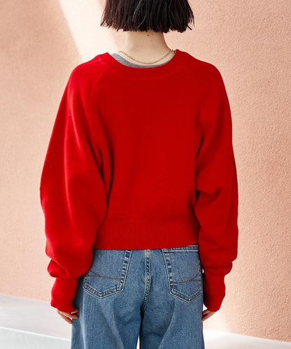 短款按扣亨利領針織衫