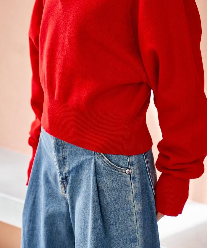 短款按扣亨利領針織衫