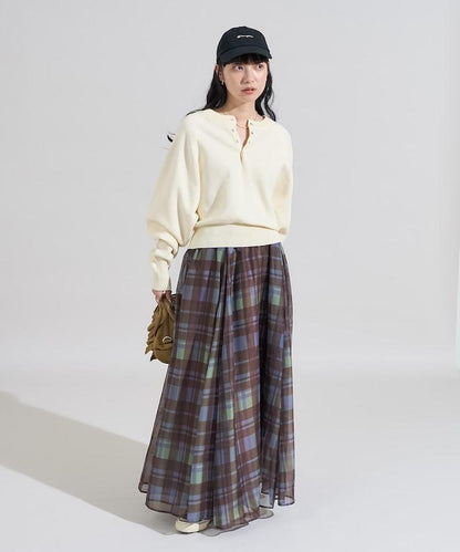 短款按扣亨利領針織衫