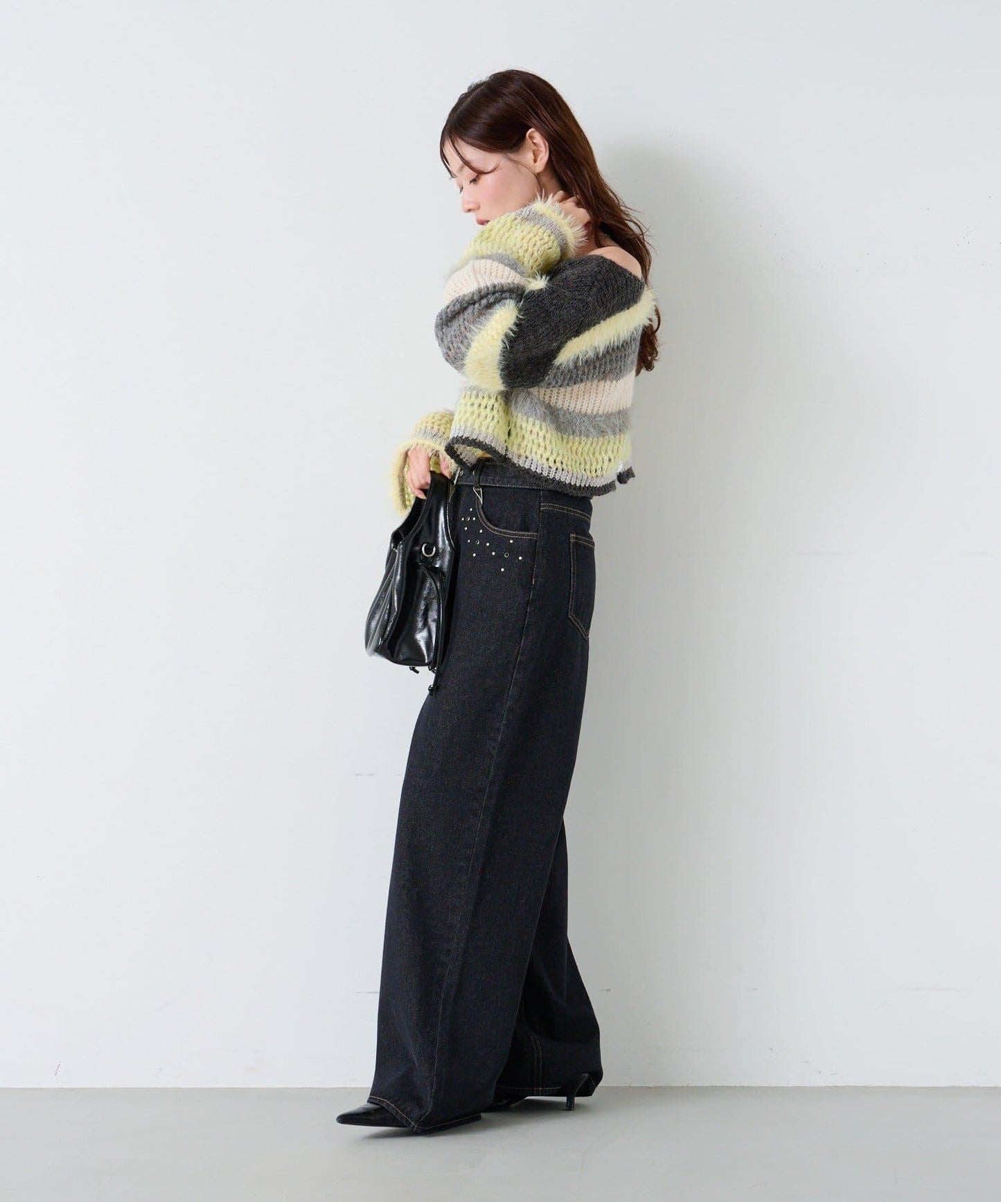 【Kastane】帶裝飾珠寶的牛仔褲