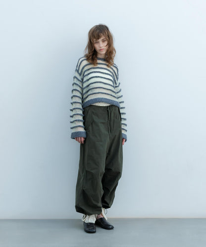 透視條紋針織衫