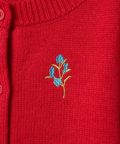 花卉刺繡圓領針織開衫